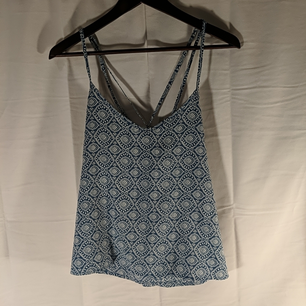 Hollister blue white patterned tank top small 2010 spaghetti strap crossback